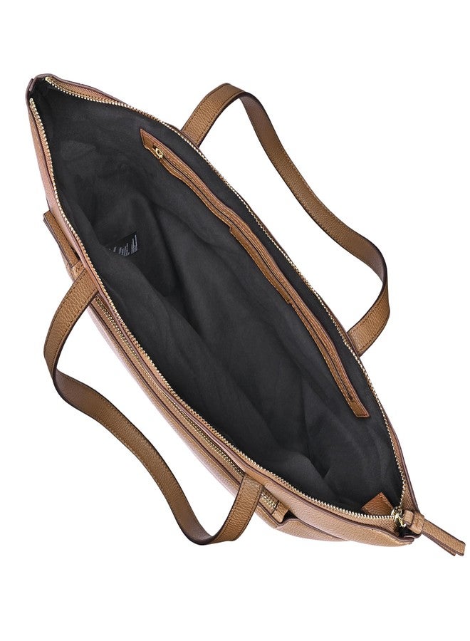 أكسيسورايز حقيبة يد كلاسيكية بنية اللون من أكسسورايز لندن للنساء، مزودة بجيب أمامي | حقائب يد نسائية للاستخدام المكتبي | حقيبة عمل واسعة للنساء | حقيبة كتف أنيقة للسيدات - Image 3